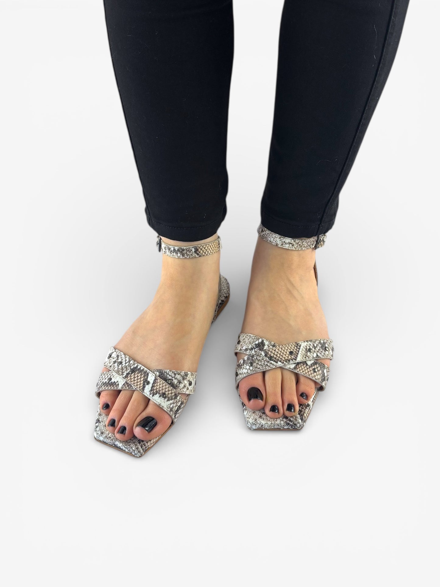 Katie Sandal - Snake Print Leather