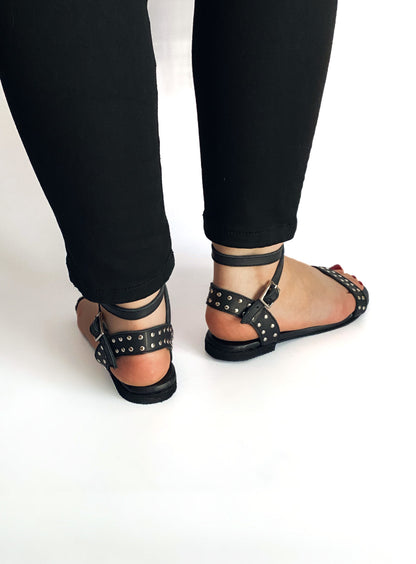 Jessie Sandal - Black Leather