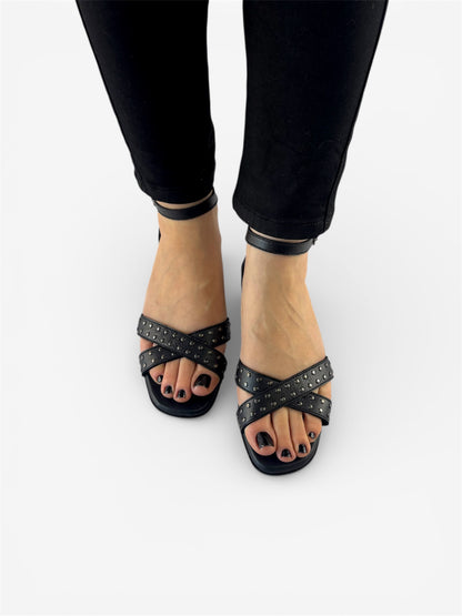 Nicola Sandal - Black Leather
