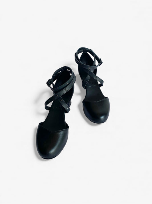 Sweetheart Heel - Black Leather