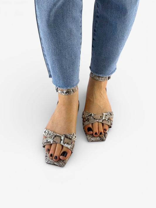 Katie Sandal - Snake Print Leather