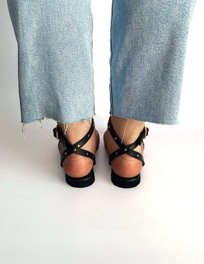 Lucy Sandal - Black Leather