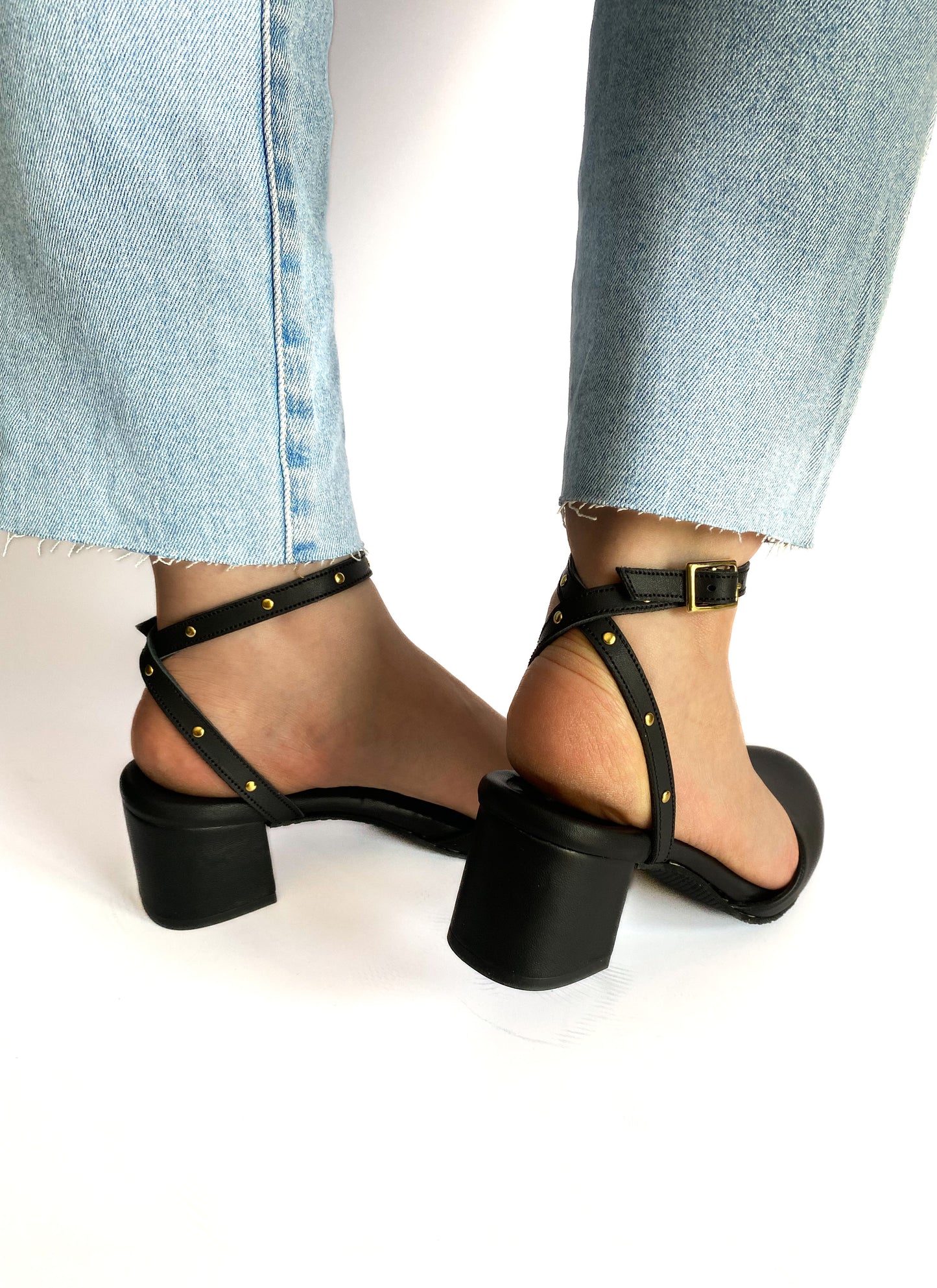 Phoebe Heel - Black Leather