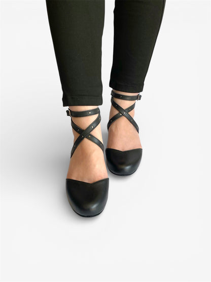 Sweetheart Heel - Black Leather