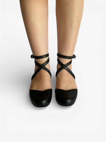 Sweetheart Heel - Black Leather