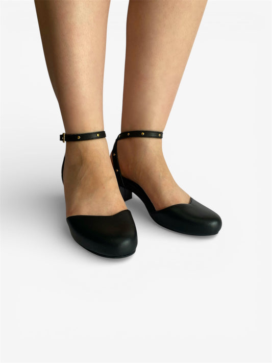 Phoebe Heel - Black Leather